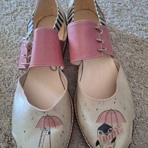 Goby Pink and Cream Animal Print Shoes, NWOT